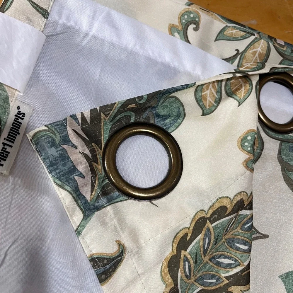 Pier 1 Imports Floral Paisley Grommet Curtain Panels Set 2 Soft Yellow 50x84